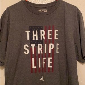adidas three striped life american flag shirt